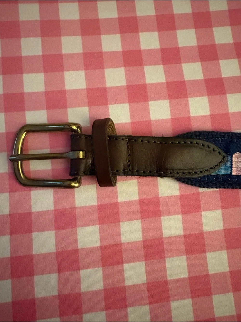 Kids Navy Belt with Colorful House Embroidery